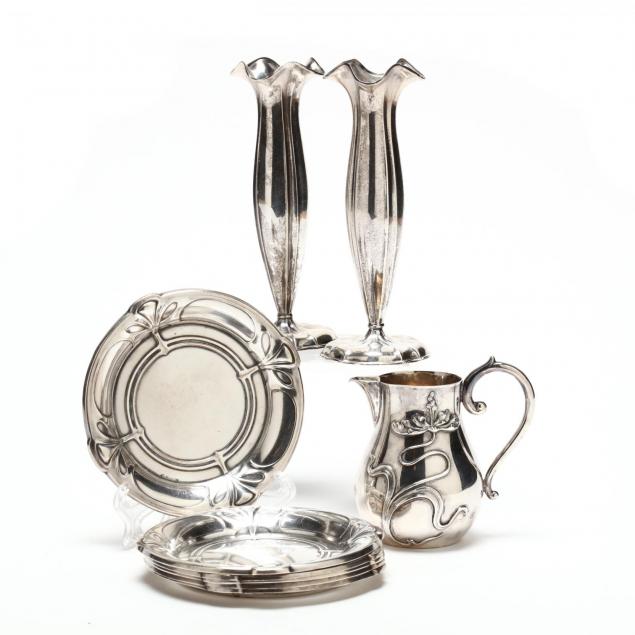 a-group-of-german-silver-art-nouveau-table-articles