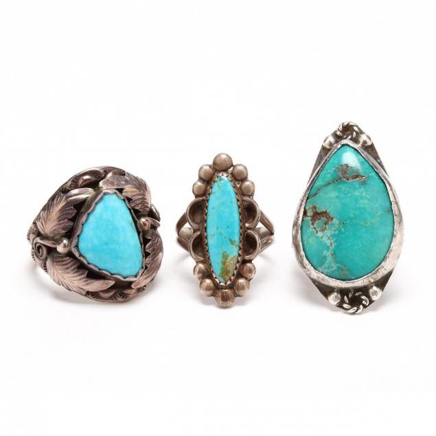 three-southwestern-silver-and-turquoise-rings