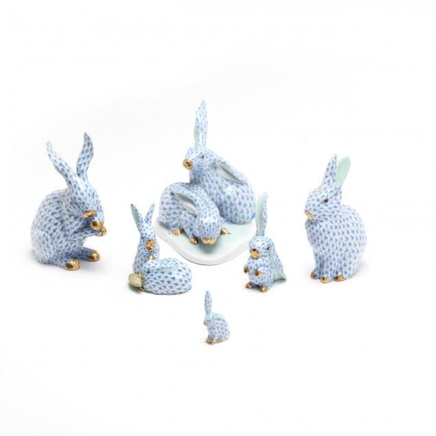 six-herend-porcelain-fishnet-rabbits