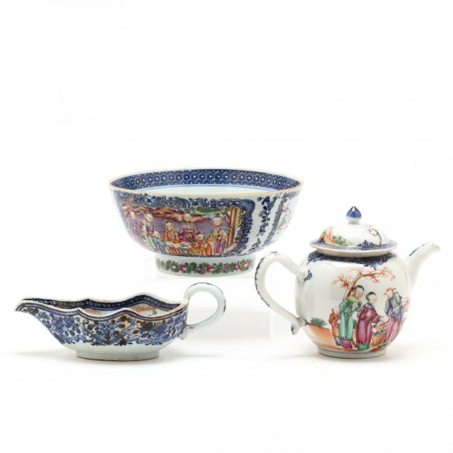 three-chinese-blue-rose-mandarin-porcelain-serving-items