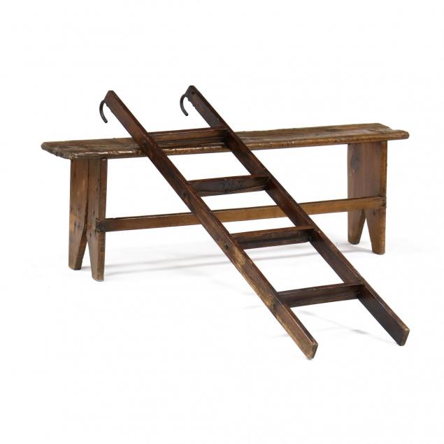 antique-yacht-ladder-and-bucket-bench