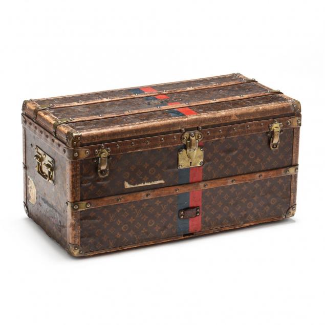 Lot - Louis Vuitton Miniature Malle Courrier Trunk w- Box & Papers