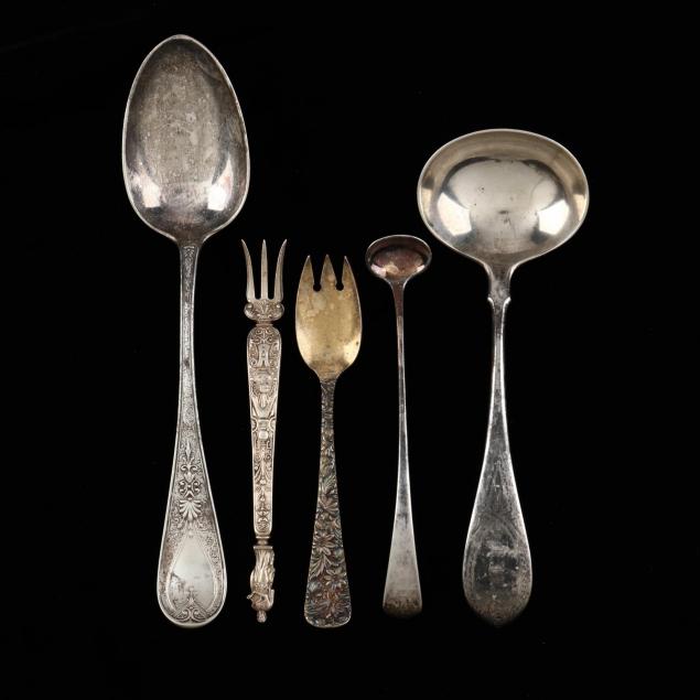 five-antique-sterling-silver-servers