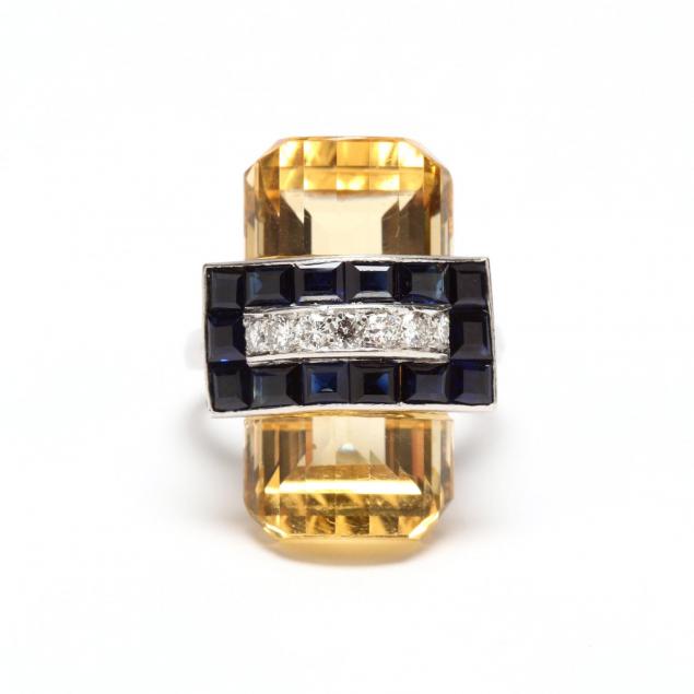 retro-citrine-sapphire-and-diamond-ring