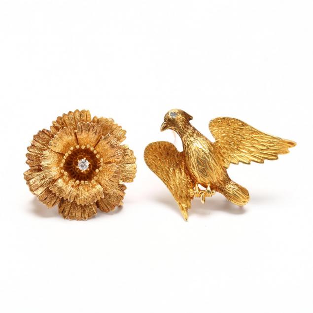 two-gold-brooches