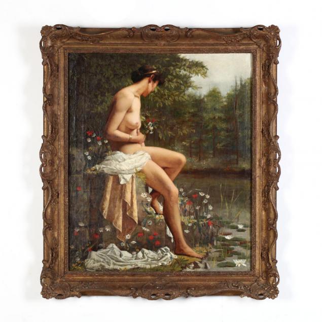manner-of-john-william-waterhouse-british-1849-1917-seated-nude-by-a-stream