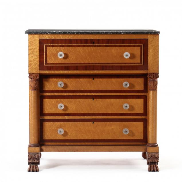 american-classical-birdseye-maple-marble-top-chest-of-drawers