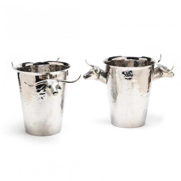 Vagabond House, Pair of Hammered Steel Champagne Buckets (Lot 5075 ...
