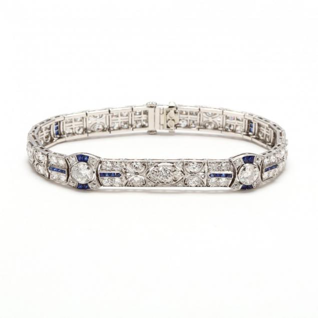 art-deco-platinum-diamond-and-sapphire-bracelet