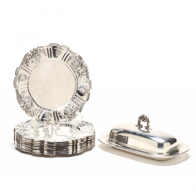 set-of-12-reed-barton-francis-i-sterling-silver-bread-plates-butter-dish