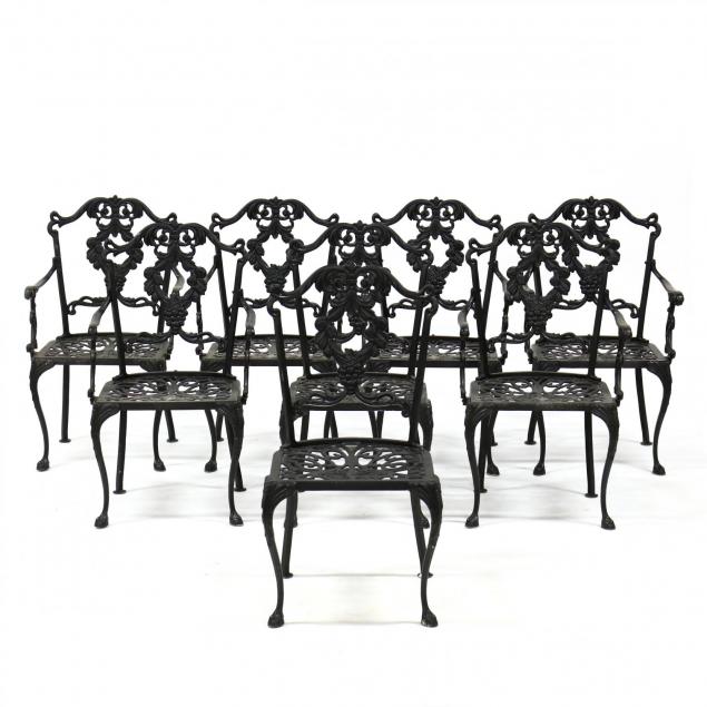 set-of-eight-cast-aluminum-garden-chairs