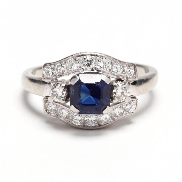 Vintage Platinum, Sapphire, and Diamond Ring (Lot 2062 - Fine & Estate ...