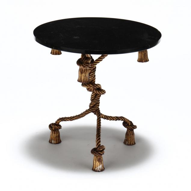 hollywood-regency-glass-and-gilt-metal-tassel-side-table