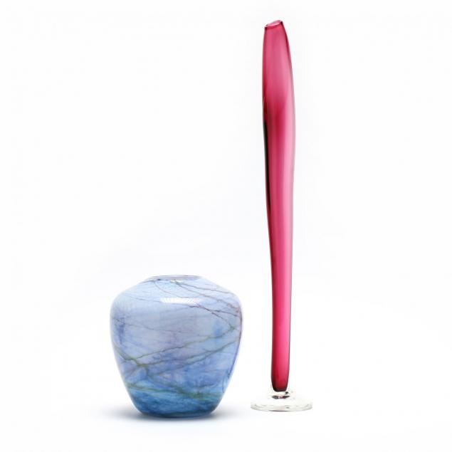 two-modern-art-glass-vases