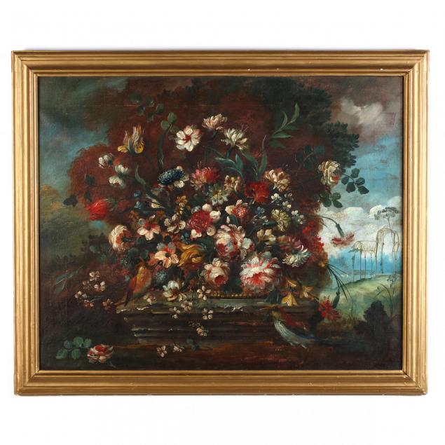 a-large-floral-still-life-with-birds-in-the-french-manner