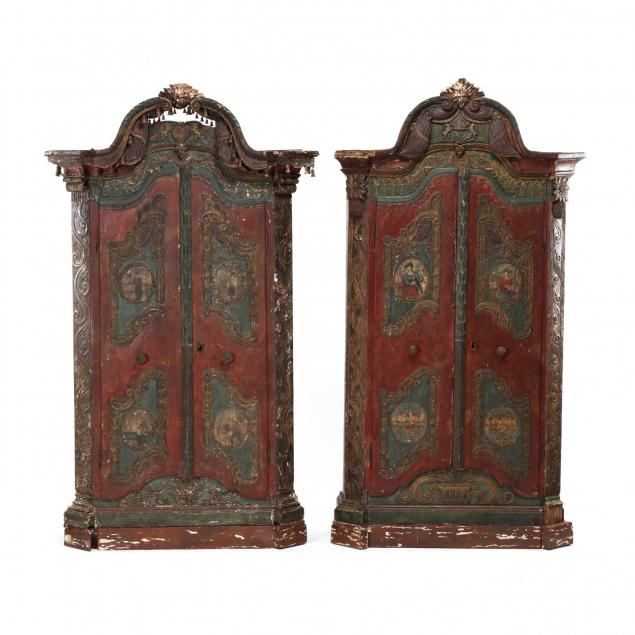 near-pair-of-continental-carved-and-paint-decorated-diminutive-cabinets