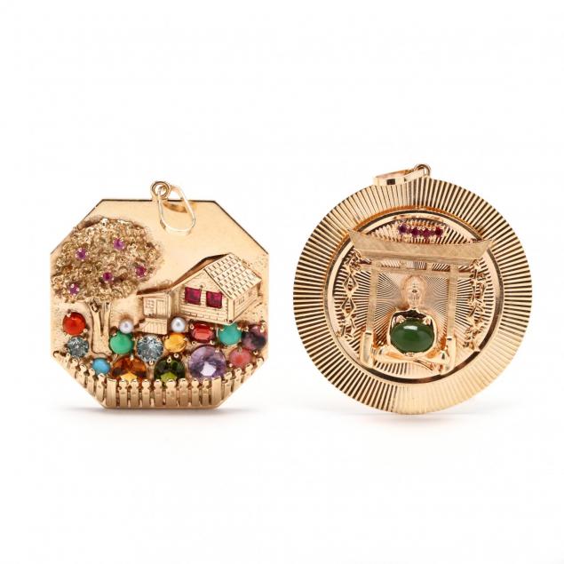 two-vintage-14kt-gem-set-charms