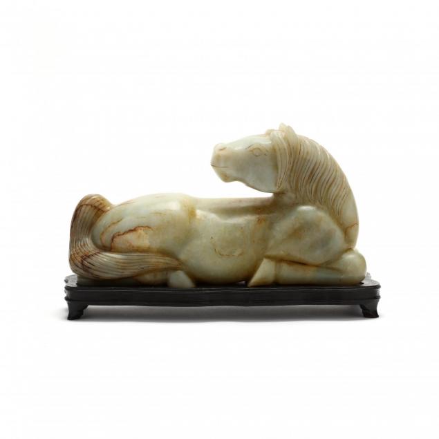 a-large-chinese-mottled-celadon-jade-horse