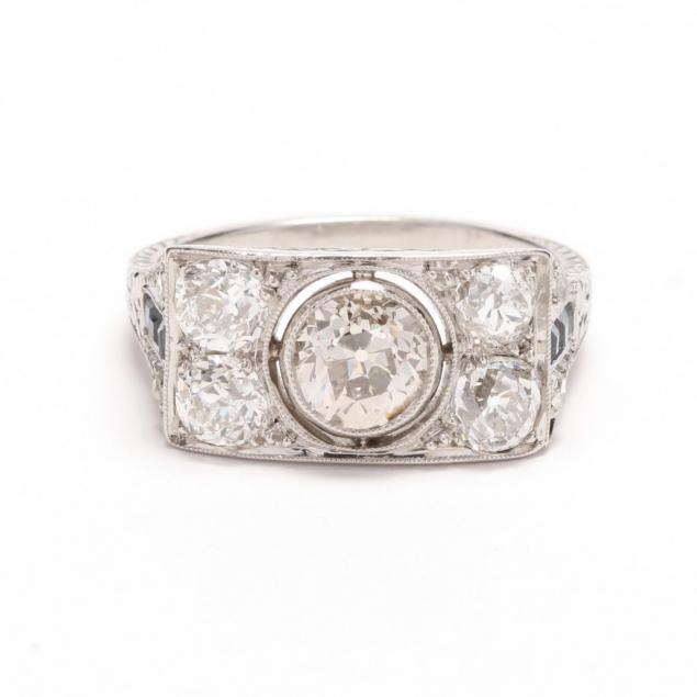 edwardian-platinum-diamond-and-sapphire-ring
