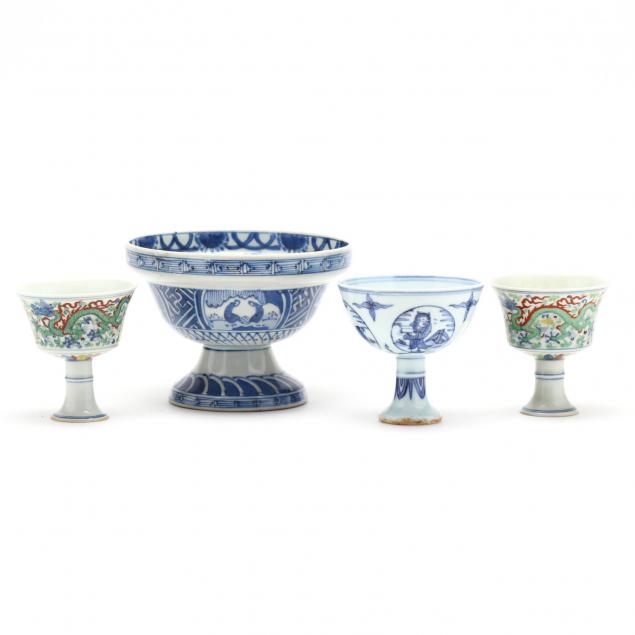 three-chinese-stem-cups-and-a-footed-bowl