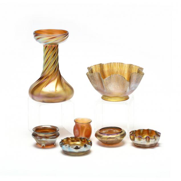 l-c-tiffany-seven-pieces-of-favrile-art-glass