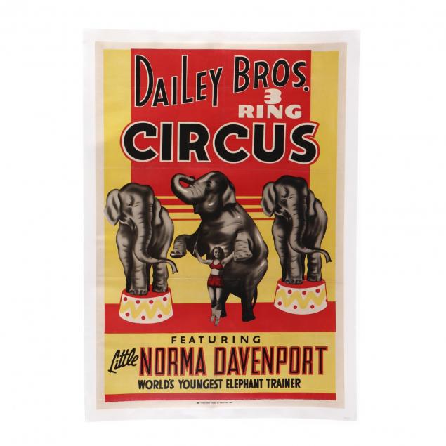 dailey-bros-three-ring-circus-featuring-little-norma-davenport-vintage-poster