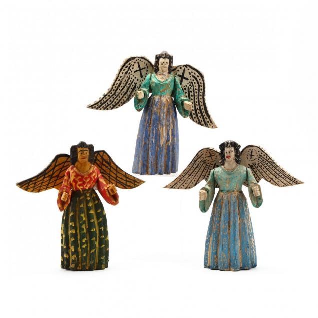 three-south-american-carved-and-painted-angels