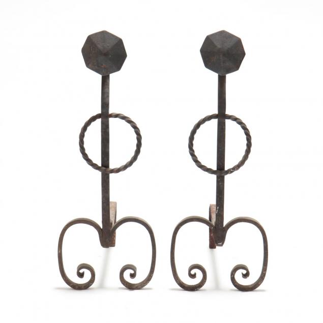 pair-of-wrought-iron-andirons