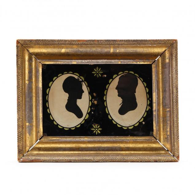 Double Hollow Cut Silhouette of a Man and Woman, American (Lot 288 ...