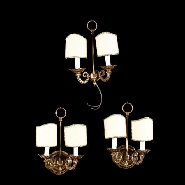 three-french-classical-style-brass-wall-sconces
