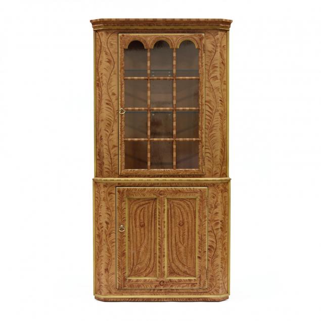 contemporary-paint-decorated-chippendale-style-corner-cabinet
