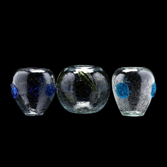 blenko-three-crackle-glass-vases