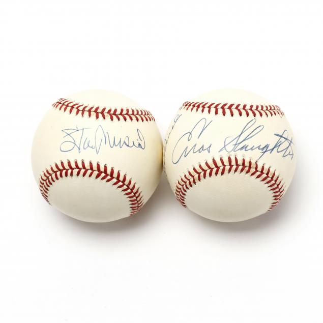 two-autographed-baseballs-enos-slaughter-and-stan-musial