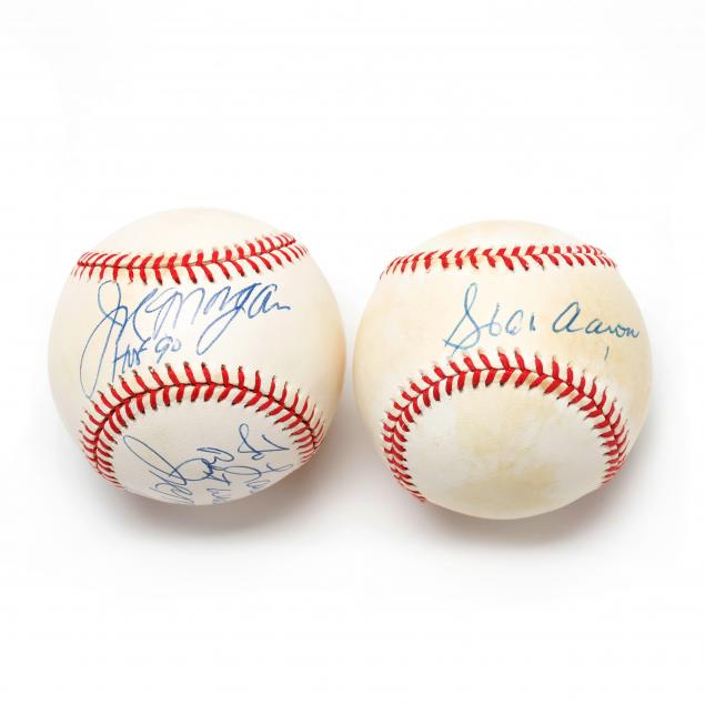 two-autographed-baseballs-hank-aaron-and-joe-morgan