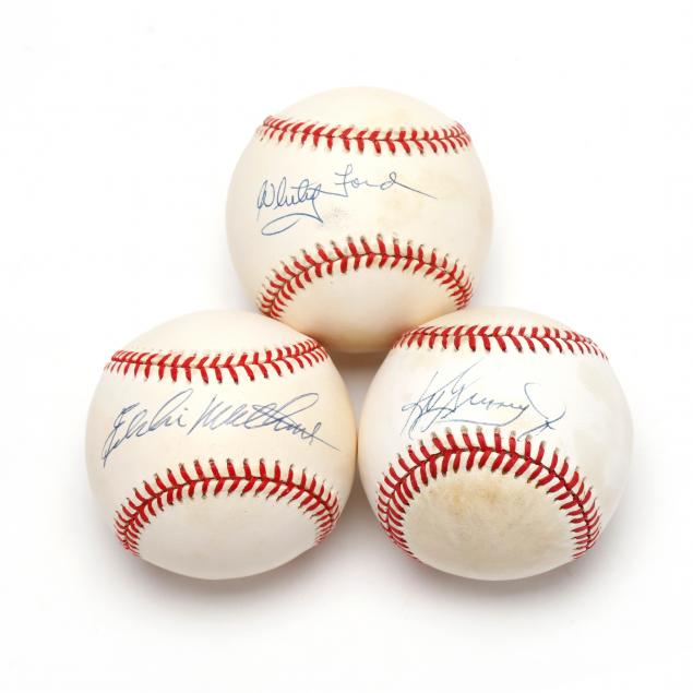 three-autographed-baseballs-eddie-mathews-whitey-ford-and-ken-griffey-jr