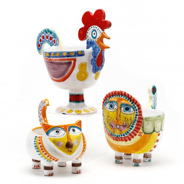 desimone-three-art-pottery-animal-jardinieres