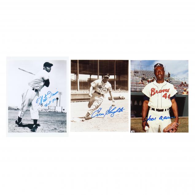 hank-aaron-monte-irvin-and-enos-slaughter-signed-photographs