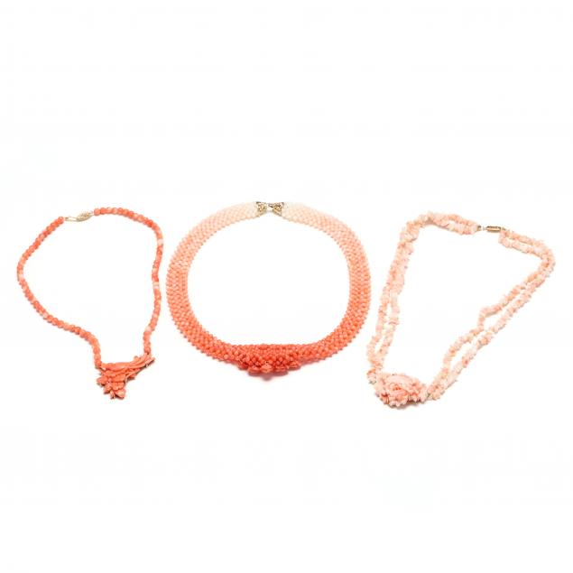 three-14kt-gold-coral-necklaces