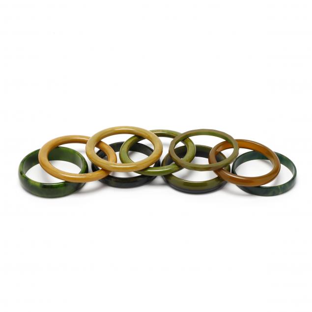 nine-green-bakelite-bangles