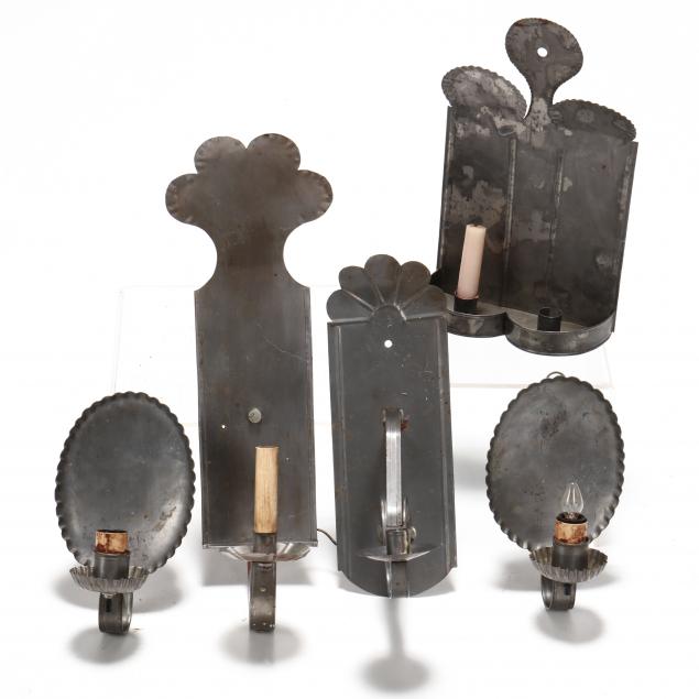 five-antique-style-tin-candle-sconces