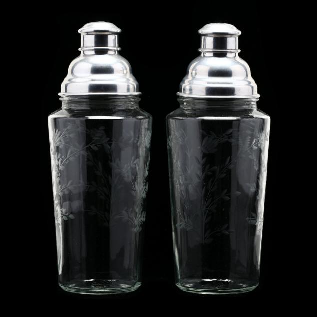 pair-of-etched-glass-vintage-cocktail-shakers