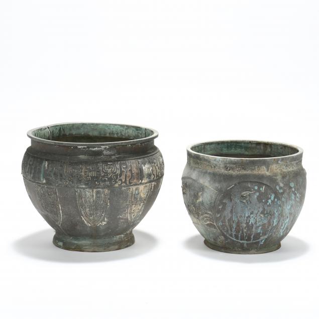 two-large-asian-bronze-planters