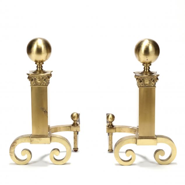 pair-of-greco-roman-style-brass-andirons