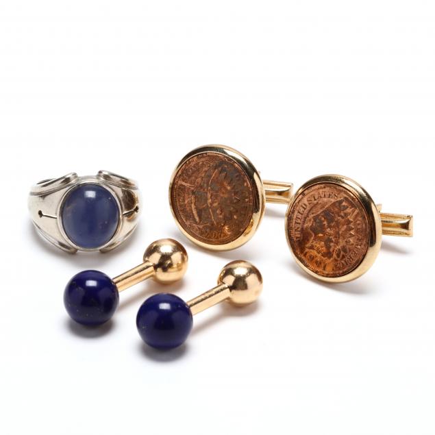 a-gent-s-vintage-quartz-ring-and-two-pairs-of-cufflinks
