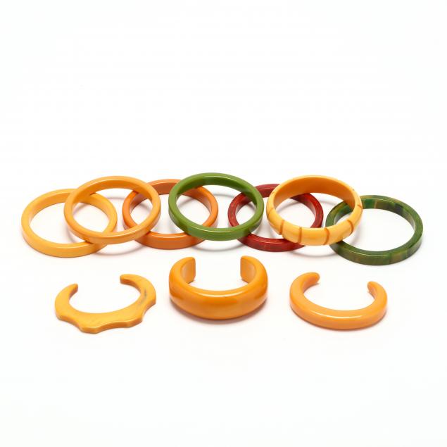 a-group-of-bakelite-bangles-cuffs