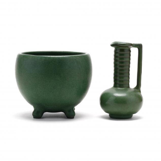 weller-green-glazed-ewer-and-jardiniere