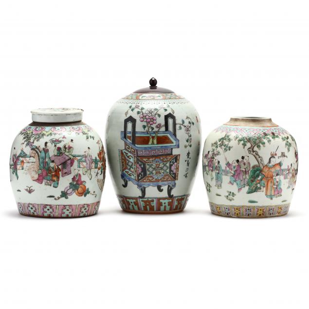 three-chinese-export-famille-rose-ginger-jars