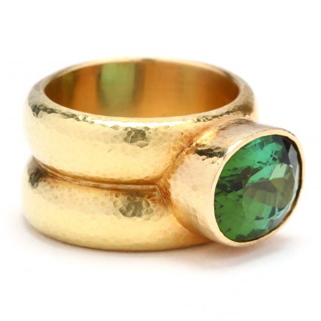 19KT Gold and Green Tourmaline Ring, Elizabeth Locke (Lot 1064 ...