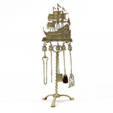 cast-brass-galleon-form-fire-tool-set