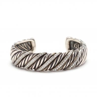 sterling-silver-and-diamond-cuff-bracelet-david-yurman